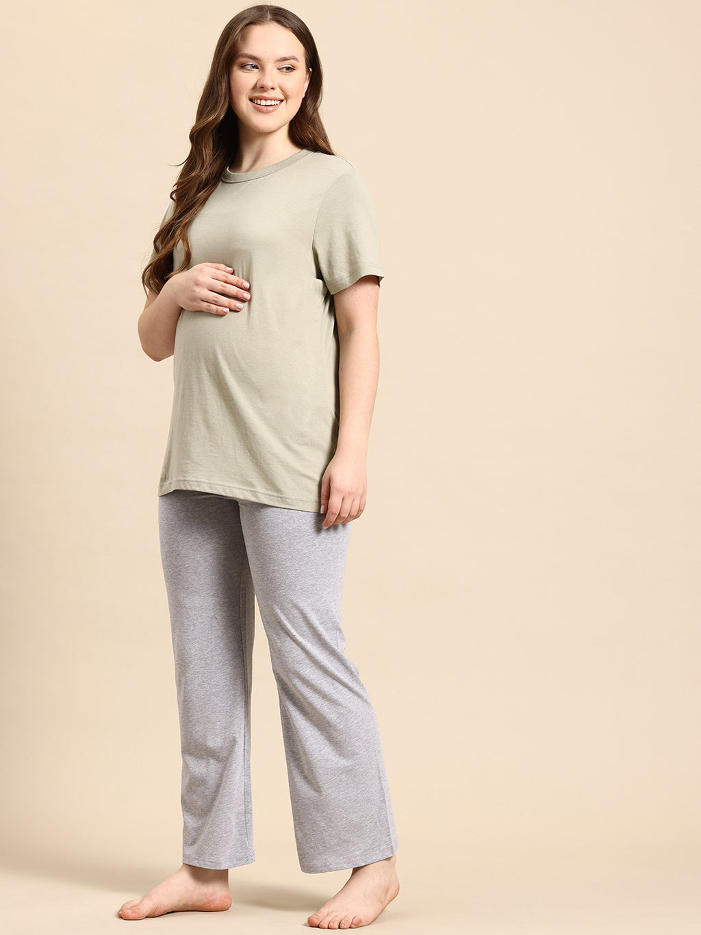 Blush9 Maternity Grey Colour Maternity Palazzo