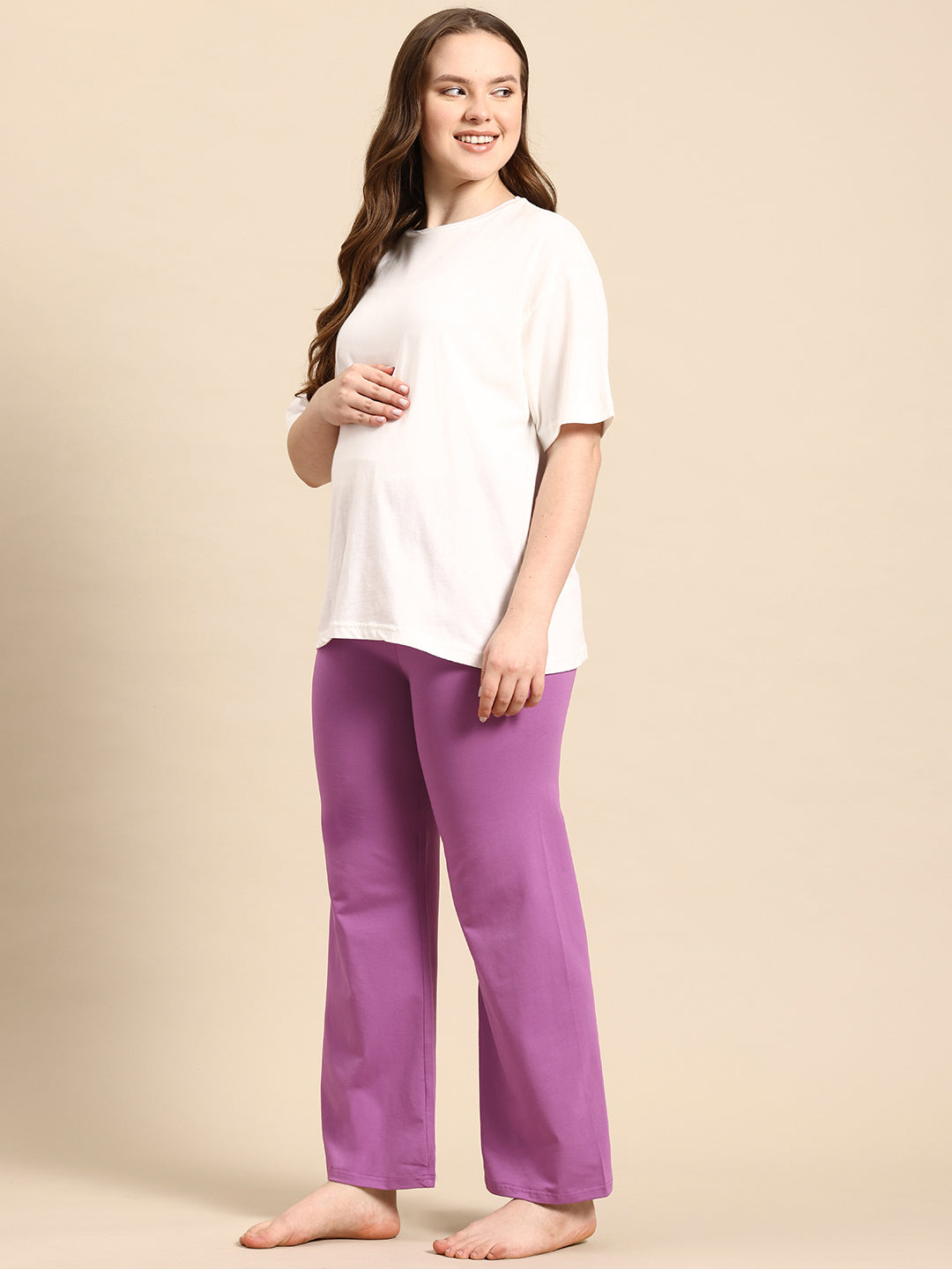 Blush9 Maternity Purple Colour Maternity Palazzo
