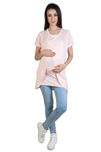 Blush 9 Maternity's Nursing Pink T-shirt with wrap overlay