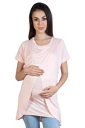 Blush 9 Maternity's Nursing Pink T-shirt with wrap overlay