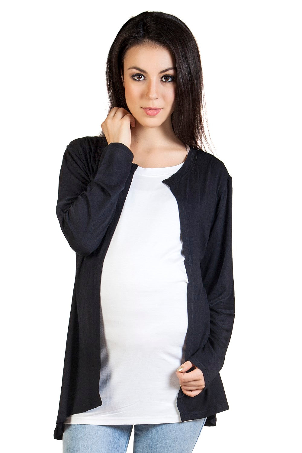 Blush 9 Maternity's Full sleeves Jacket Nursing Black top with attached inner