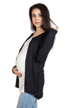 Blush 9 Maternity's Full sleeves Jacket Nursing Black top with attached inner