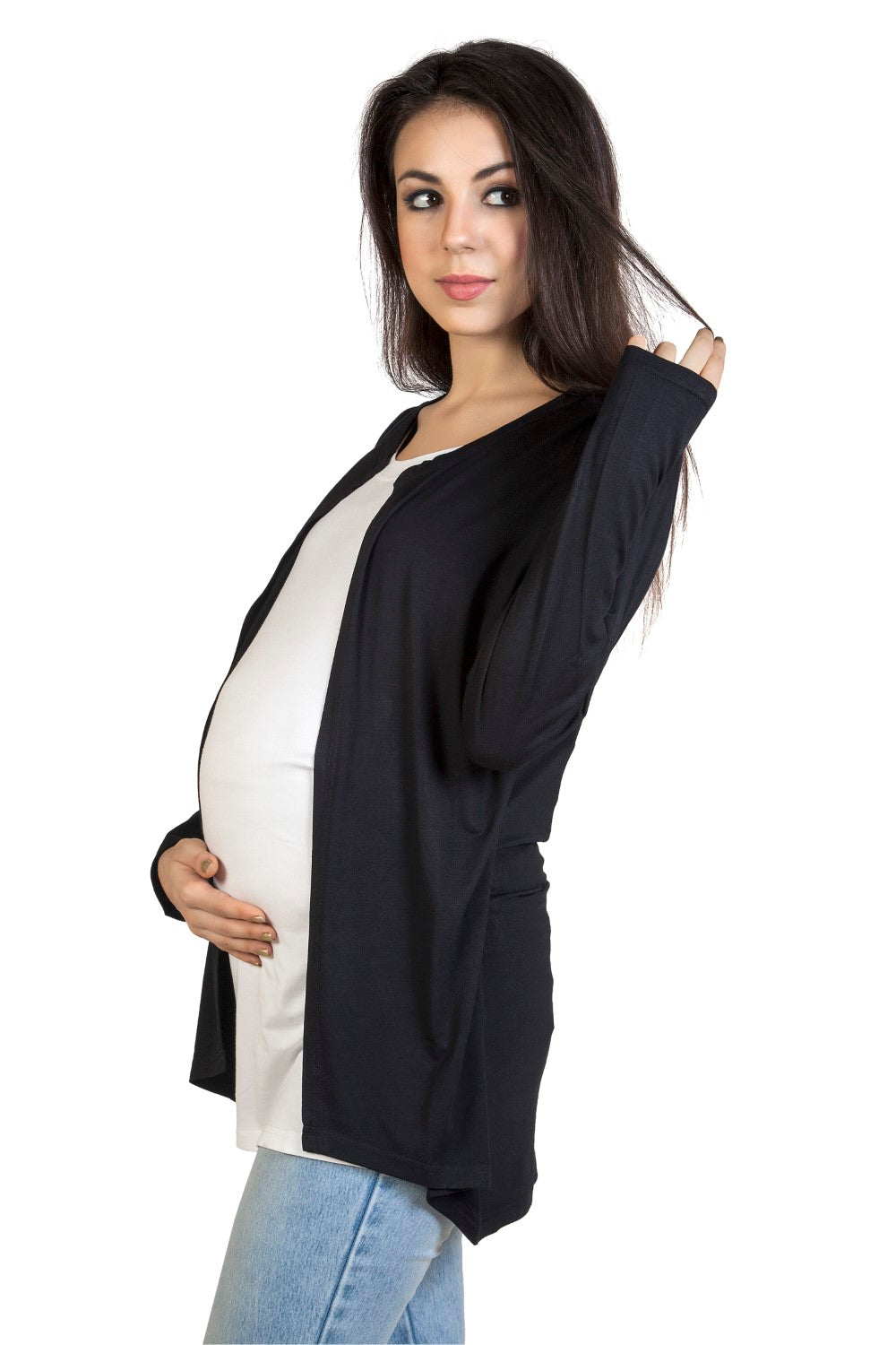 Blush 9 Maternity's Full sleeves Jacket Nursing Black top with attached inner