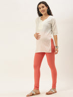 Blush 9 Maternity's Over the bump Coral Colour leggings