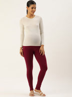 Blush 9 Maternity's Over the bump Maroon  leggings