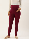 Blush 9 Maternity's Over the bump Maroon  leggings