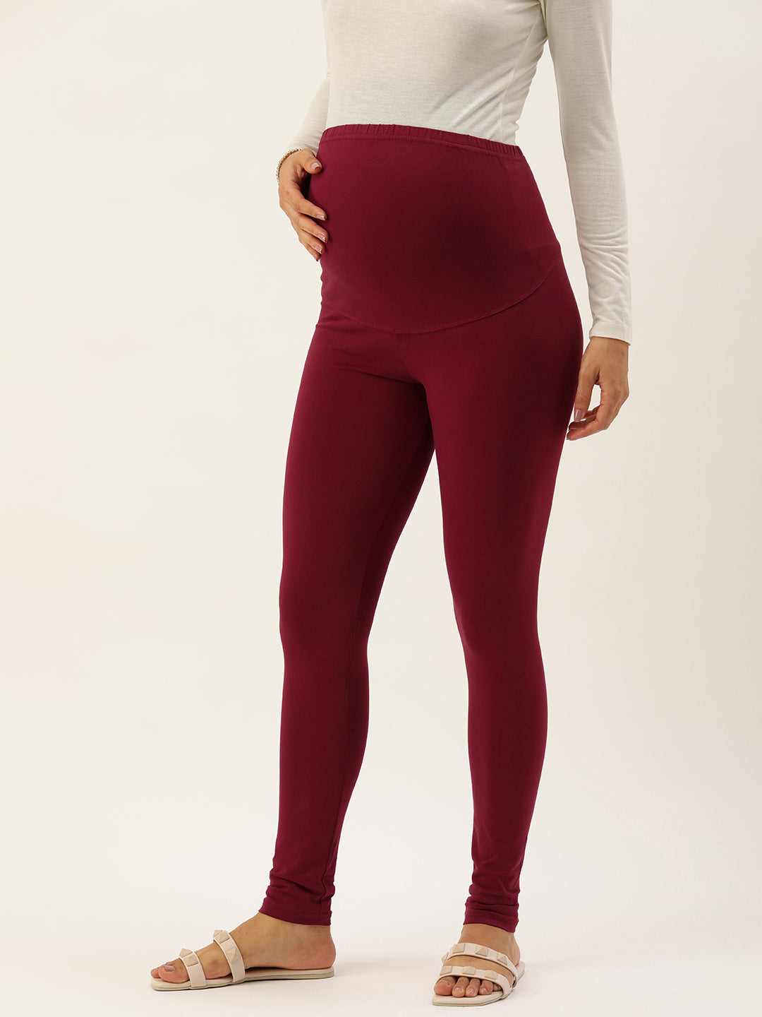 Blush 9 Maternity's Over the bump Maroon  leggings
