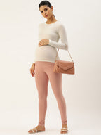 Blush 9 Maternity's Over the bump Peach colour  leggings