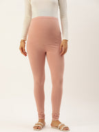 Blush 9 Maternity's Over the bump Peach colour  leggings