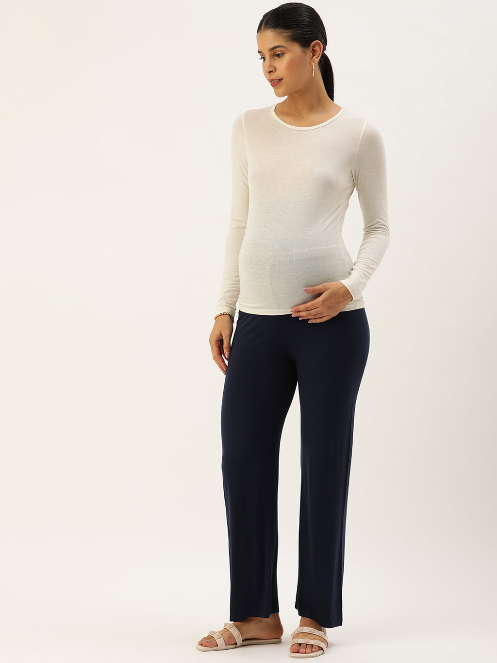 Blush9 Maternity Navy Blue Maternity Palazzo