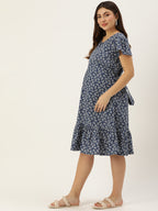 Blush 9 Maternity's Navy Blue Concealed Zip Maternity and Nursing Dress