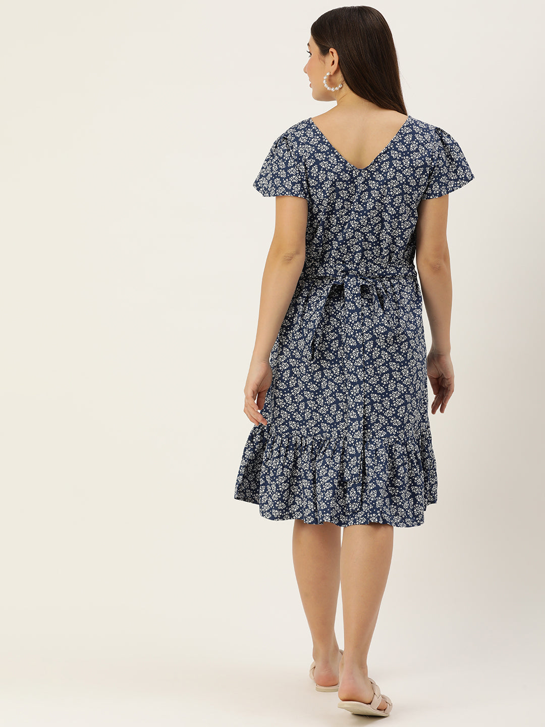 Blush 9 Maternity's Navy Blue Concealed Zip Maternity and Nursing Dress