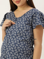 Blush 9 Maternity's Navy Blue Concealed Zip Maternity and Nursing Dress