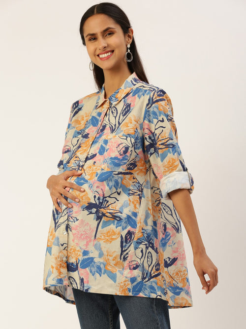 Blush 9 Maternity's Multicolour Printed Shirt