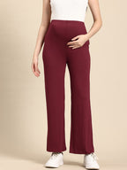 Blush9 Maternity Maroon Blue Maternity Palazzo