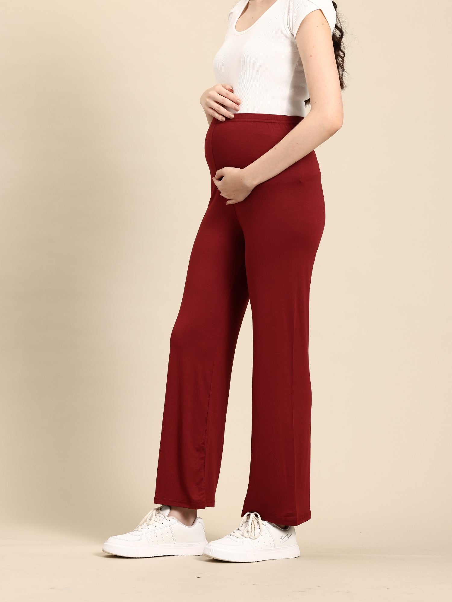 Blush9 Maternity Maroon Blue Maternity Palazzo