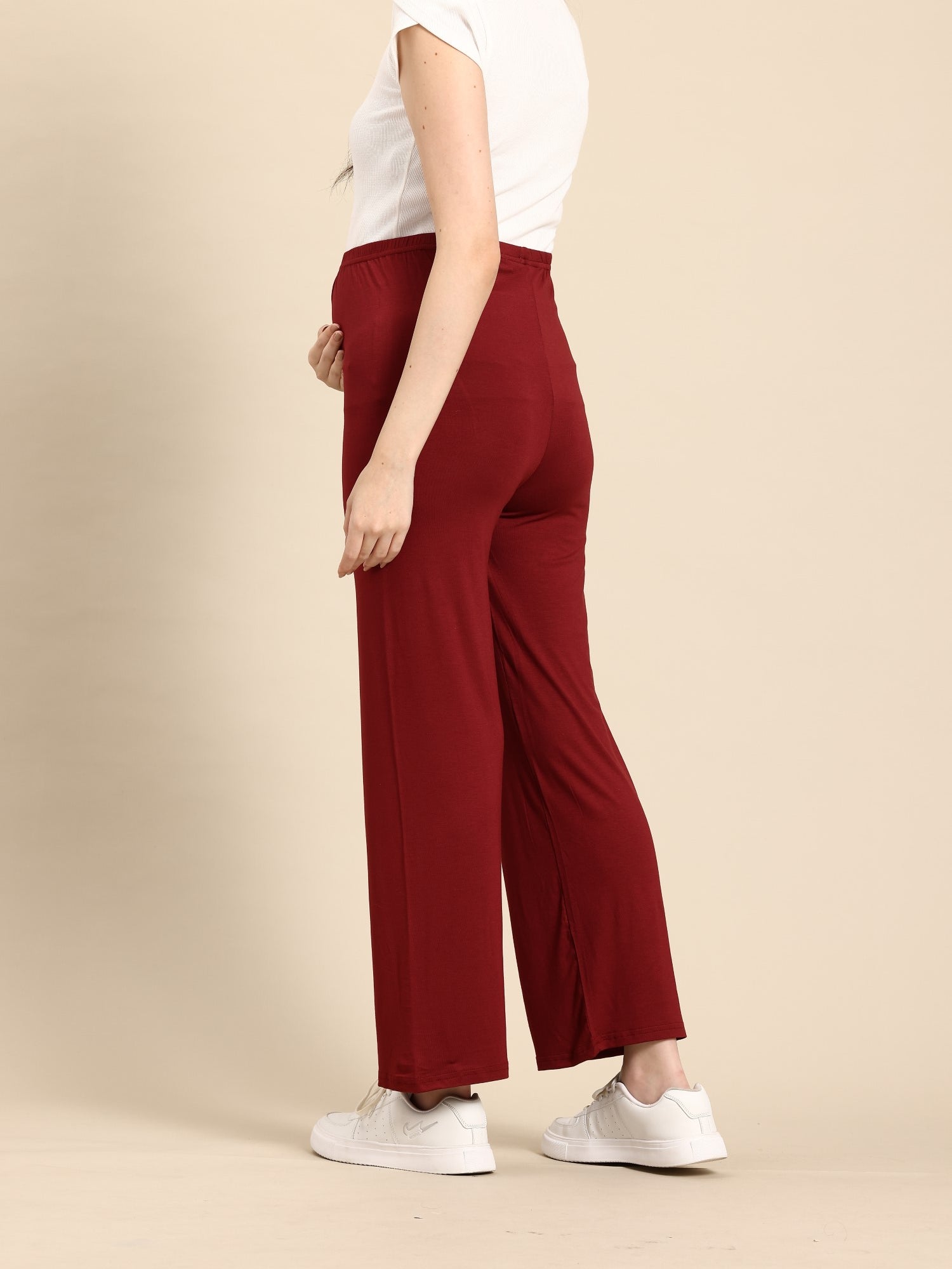 Blush9 Maternity Maroon Blue Maternity Palazzo