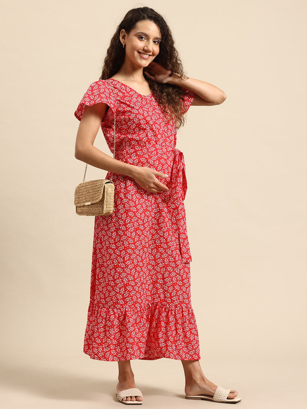 Blush 9 Maternity's Concealed Zip Maternity and Nursing Red Dress