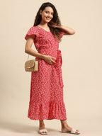Blush 9 Maternity's Concealed Zip Maternity and Nursing Red Dress