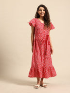 Blush 9 Maternity's Concealed Zip Maternity and Nursing Red Dress