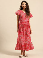 Blush 9 Maternity's Concealed Zip Maternity and Nursing Red Dress