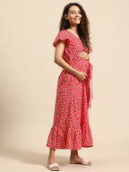 Blush 9 Maternity's Concealed Zip Maternity and Nursing Red Dress