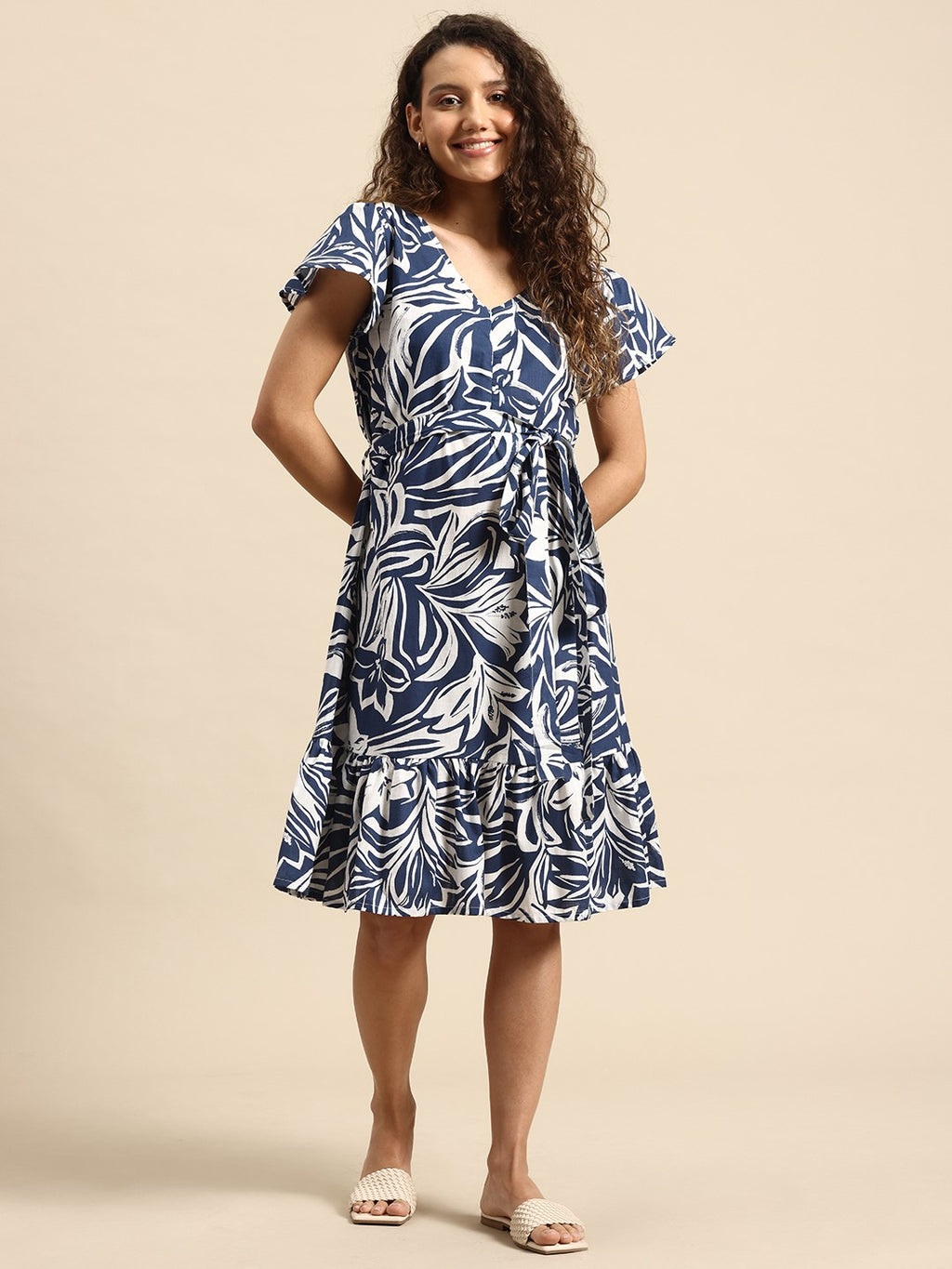 Blush 9 Maternity's Concealed Zip Maternity and Nursing Navy Blue Dress