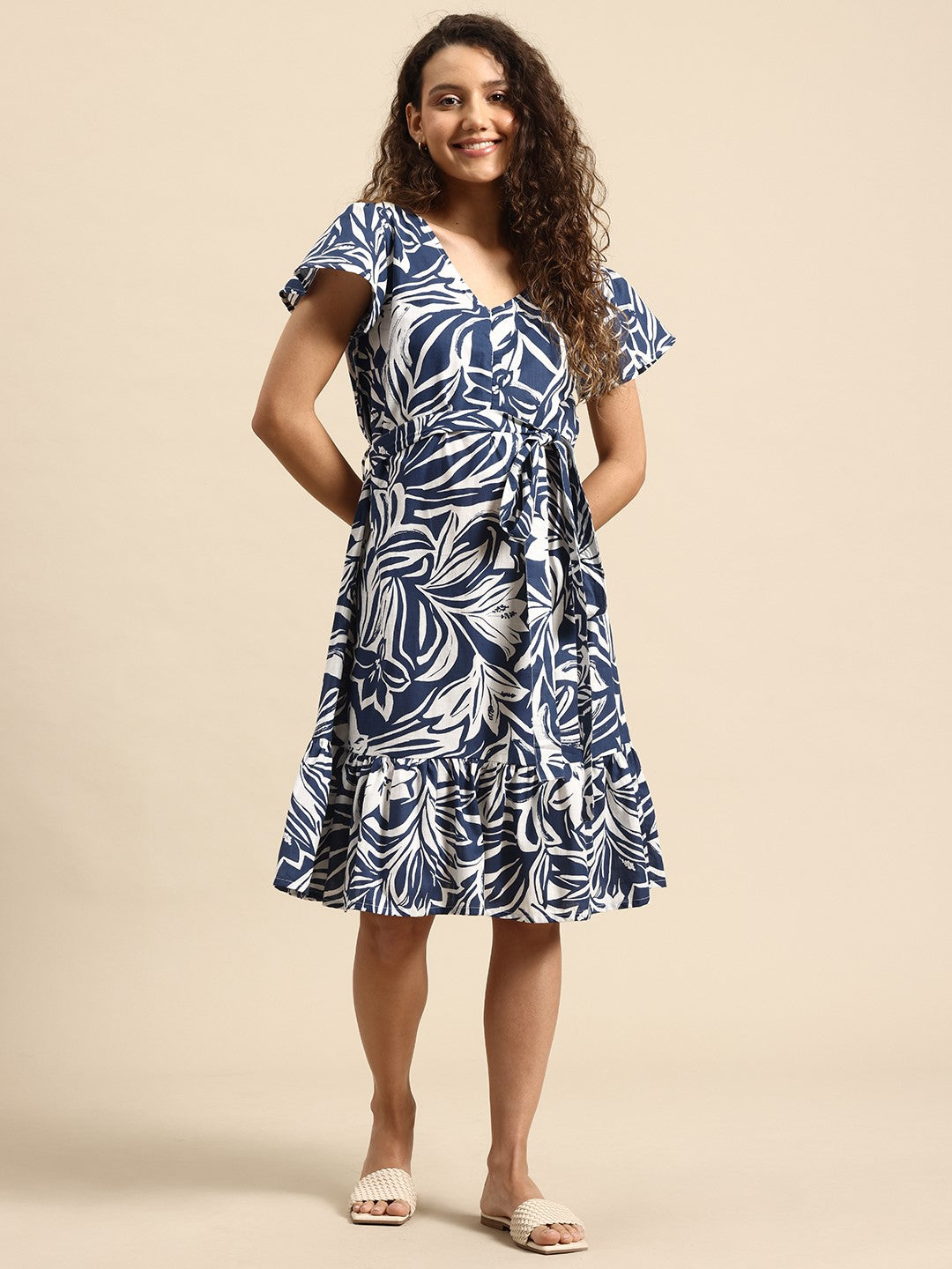 Blush 9 Maternity's Concealed Zip Maternity and Nursing Navy Blue Dress