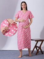 Blush9 Maternity Floral Printed Night Maternity Maxi Dress