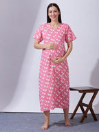 Blush9 Maternity Floral Printed Night Maternity Maxi Dress