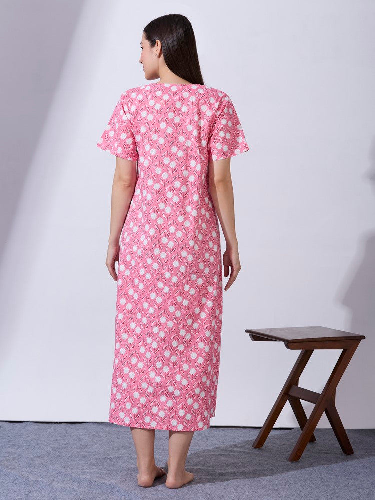 Blush9 Maternity Floral Printed Night Maternity Maxi Dress
