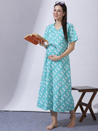 Blush9 Maternity Floral Printed Night Maternity Maxi Dress