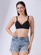 Blush9 Maternity Non-Wired & Non-Padded Cotton Maternity Bra - Black
