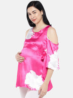 Blush 9 Maternity's Pink Cold Shoulder Top