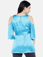 Blush 9 Maternity's Blue Cold Shoulder Maternity Top