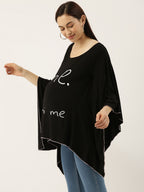 Blush 9 Maternity's Black "Me mini me "printed Nursing Poncho