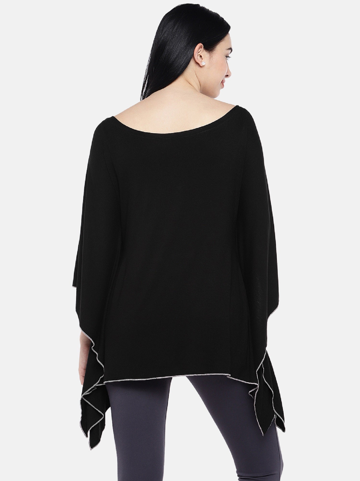 Blush 9 Maternity's Black "Im Not Lazy - Im Pregnant"printed Nursing Poncho