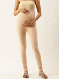 Blush 9 Maternity's Over the bump Cream Colour leggings