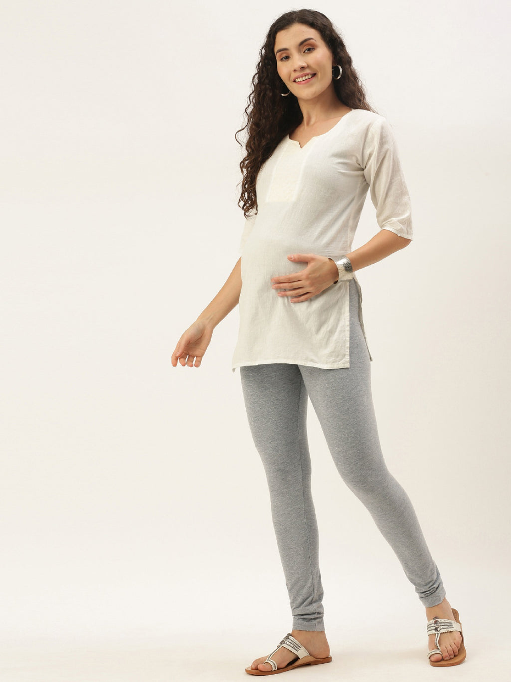 Blush 9 Maternity's Over the bump Grey Melange  leggings