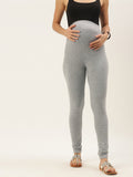 Blush 9 Maternity's Over the bump Grey Melange  leggings
