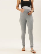 Blush 9 Maternity's Over the bump Grey Melange  leggings