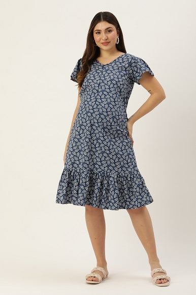 Blush 9 Maternity's Navy Blue Concealed Zip Maternity and Nursing Dress
