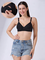 Blush9 Maternity Non-Wired & Non-Padded Cotton Maternity Bra - Black