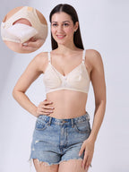 Blush9 Maternity Non-Wired & Non-Padded Cotton Maternity Bra - Cream